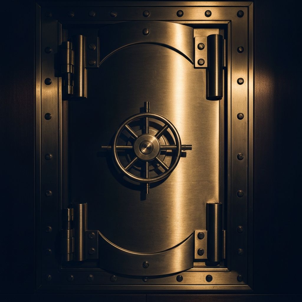 Detail of a private banking vault door